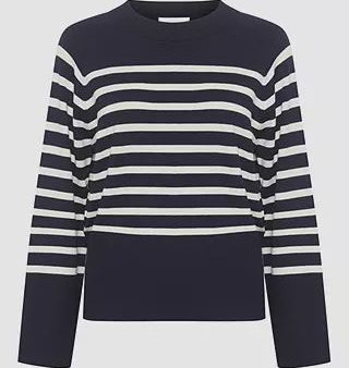 EW Zeke Navy Off White Knit Pullover For Sale