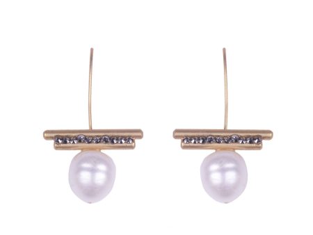 NTA Bronze Hermatite Bar & Pearl Earrings For Cheap