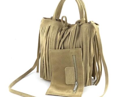 MF Angeline champagne fringe mini suede bag Hot on Sale