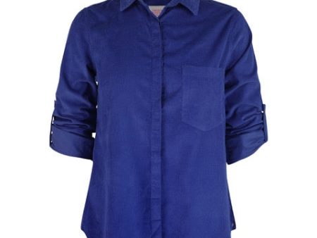 Heather ls classic button shirt royal For Cheap