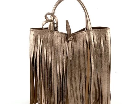 MF Angeline bronze laminate fringe mini bag on Sale