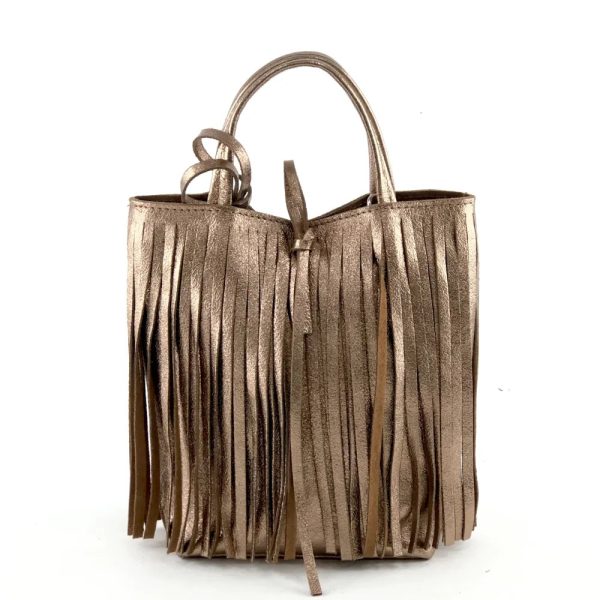 MF Angeline bronze laminate fringe mini bag on Sale