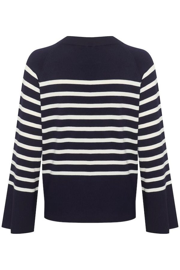 EW Zeke Navy Off White Knit Pullover For Sale