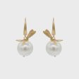 NTA Bronze Dragonfly Large Pearl Hook Earrings For Discount