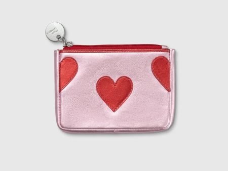 Mabel Sheppard Metallic Heart Purse - Pink Red Supply