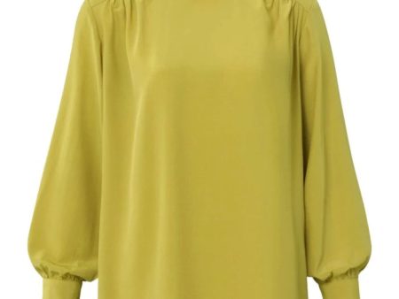 High neck avocado green top For Sale