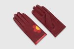 Mabel Sheppard Daisy Gloves - Burgundy Red Yellow Online Sale