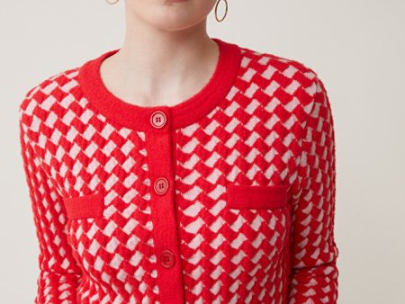 Sunoco Knitted Cardigan Galbari - Red For Discount