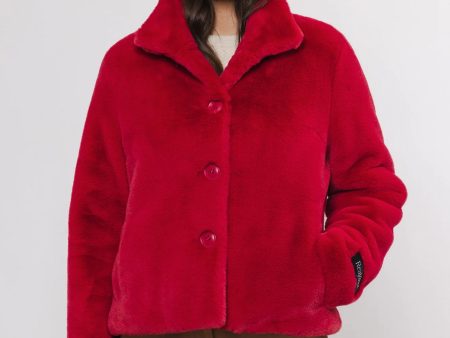 Rino & Pelle Vie Faux Fur Jacket - Red Berry Discount