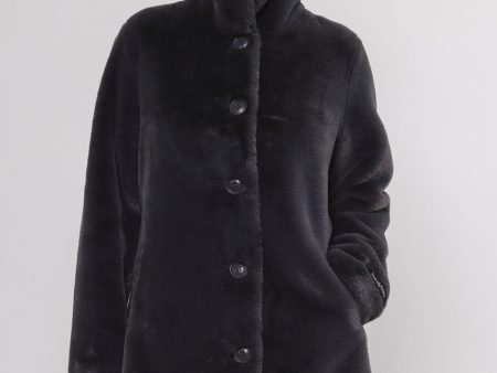 Rino & Pelle Nonna Faux Fur Single Breasted Coat - Graphite Online now