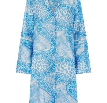 PR uno blue palms shirt dress For Cheap