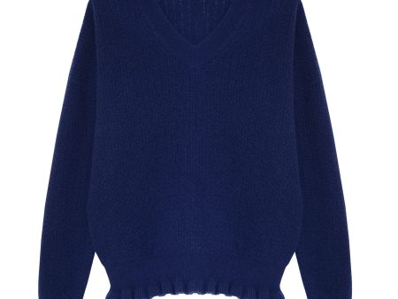 CC Vileta Navy Frill Lace Stitch Vneck Jumper For Sale