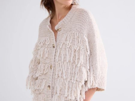 Summum Woman Cardigan With Fringes - Ivory Fashion