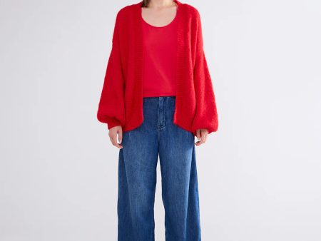 Summum Women Puff Sleeve Cardigan - Red Online Sale