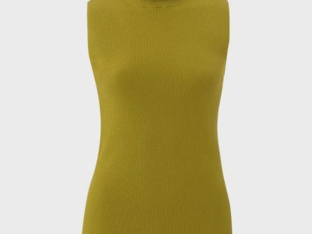 High neckline avocado oil sweater For Sale