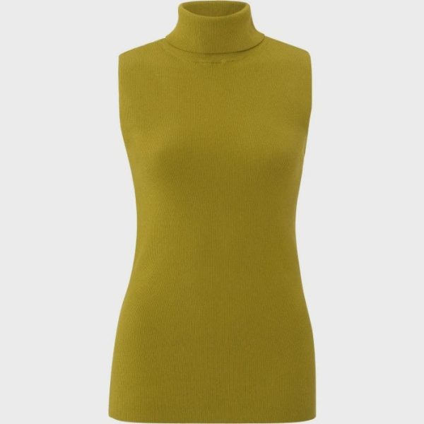 High neckline avocado oil sweater For Sale