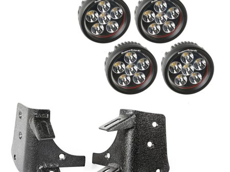 Rugged Ridge 97-06 Jeep Wrangler TJ LJ 3.5in Round Dual A-Pillar LED Kit Hot on Sale