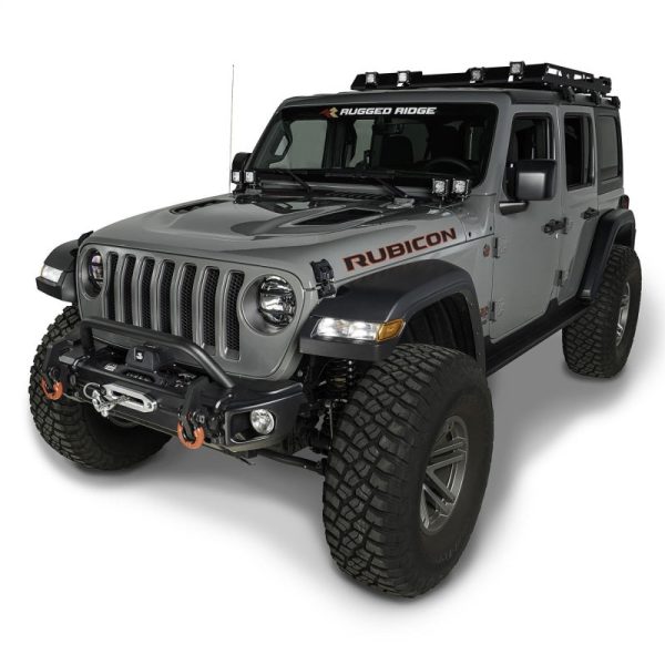 Rugged Ridge 18-20 Jeep Wrangler JL JT Arcus Front Bumper Set w  Overrider Online now