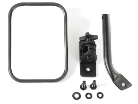 Rugged Ridge 97-18 Jeep Wrangler Textured Black Rectangluar Stubby Trail Mirror on Sale