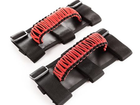 Rugged Ridge Paracord Grab Handles Red Black Pair Hot on Sale