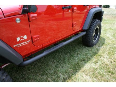 Rugged Ridge 3 In Round Tube Steps Black 07-18 Jeep Wrangler Unlimited JK For Cheap