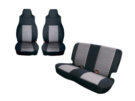 Rugged Ridge Seat Cover Kit Black Gray 03-06 Jeep Wrangler TJ For Cheap