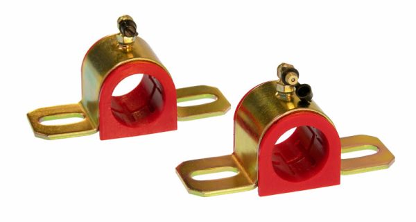 Prothane Universal 90 Deg Greasable Sway Bar Bushings - 1 1 4in - Type B Bracket - Red For Sale