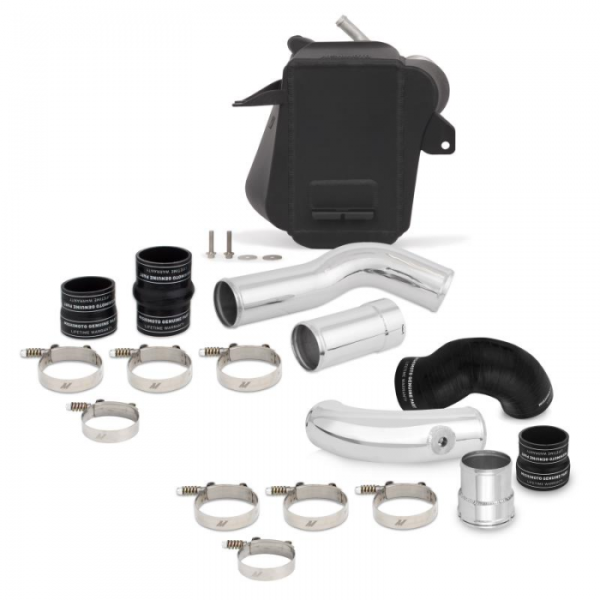 Ford 6.7L Powerstroke Air-to-Water Intercooler Kit, 2011+, Black Cooler, Polished Pipes on Sale