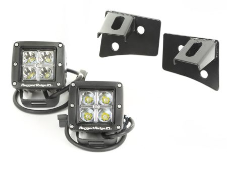 Rugged Ridge 07-18 Jeep Wrangler JK Square Windshield LED Light Kit w  Brackets For Discount