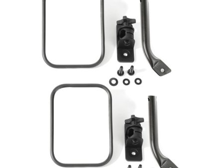 Rugged Ridge 97-18 Jeep Wrangler Textured Black Rectangular Stubby Trail Mirror Kit Online Sale