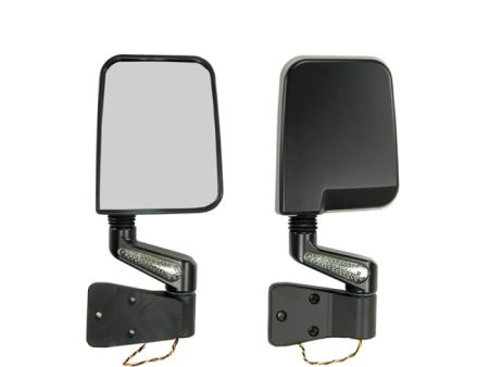 Rugged Ridge 87-02 Jeep Wrangler YJ TJ Black Door Mirror Kit w  LED Turn Signals For Discount